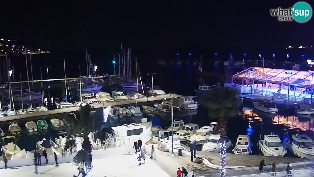 Webcam Koper – Panorama des Jachthafens und der Promenade vom Hotel Grand Koper