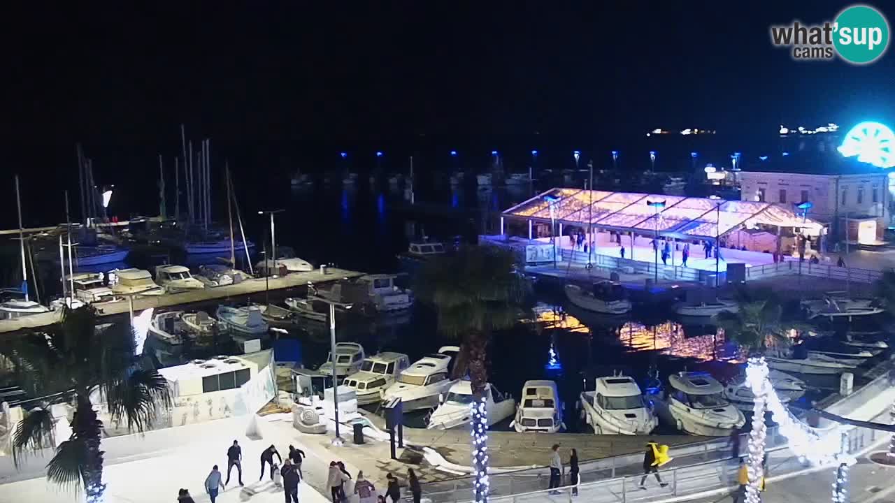 Webcam Koper – Panorama des Jachthafens und der Promenade vom Hotel Grand Koper