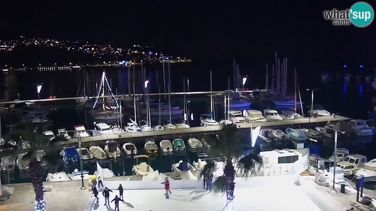 Webcam Koper – Panorama des Jachthafens und der Promenade vom Hotel Grand Koper