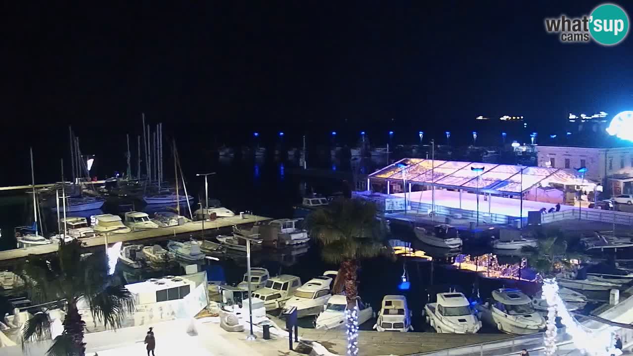 Webcam Koper – Panorama des Jachthafens und der Promenade vom Hotel Grand Koper