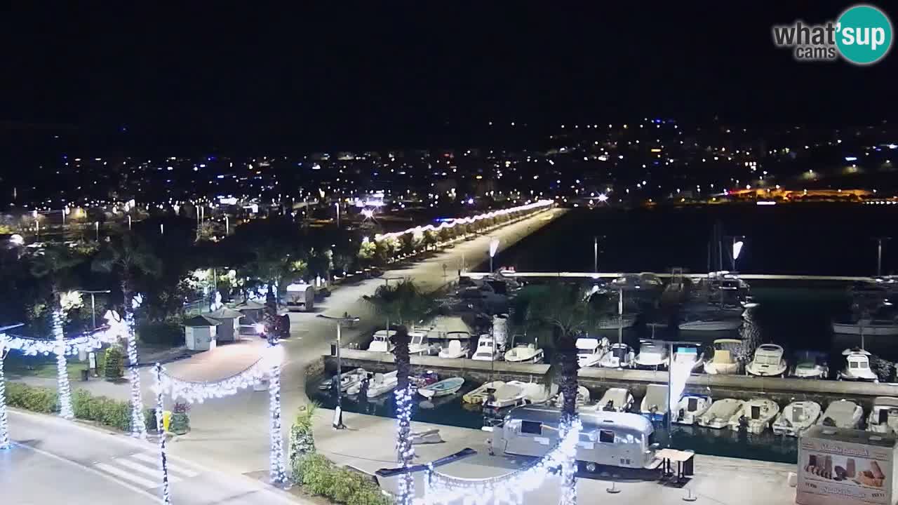 Webcam Koper – Panorama des Jachthafens und der Promenade vom Hotel Grand Koper