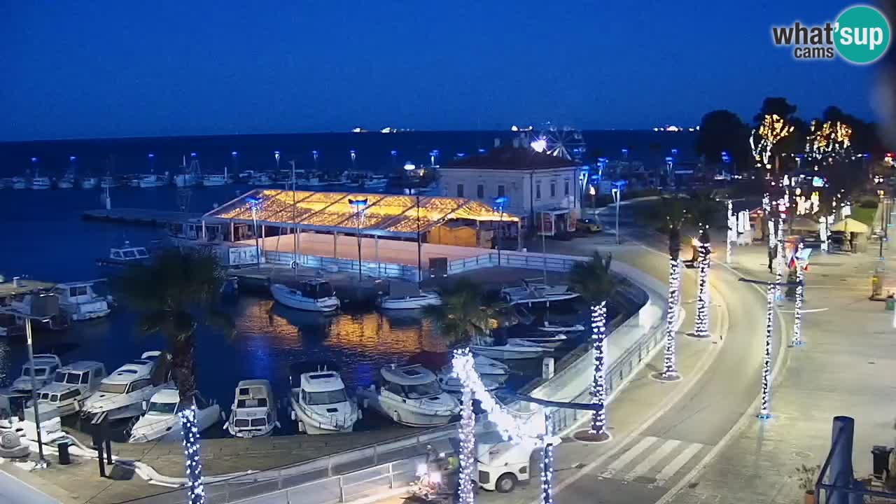 Webcam Koper – Panorama of the marina and promenade from the Grand Hotel Koper