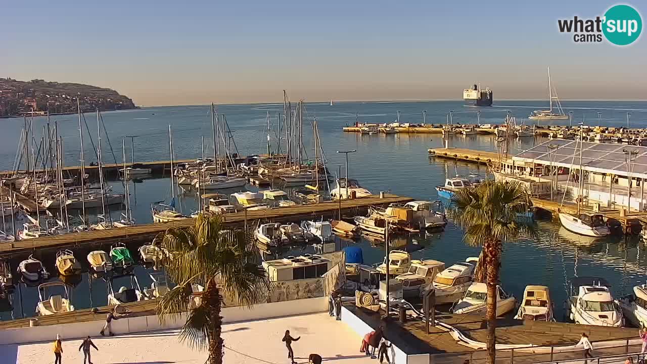 Webcam Koper – Panorama of the marina and promenade from the Grand Hotel Koper