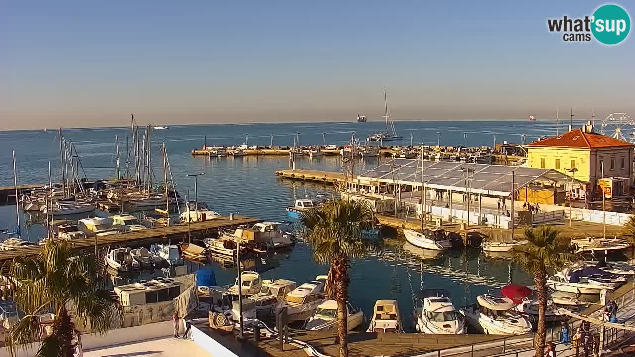 Webcam Koper – Panorama des Jachthafens und der Promenade vom Hotel Grand Koper