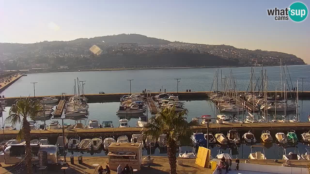 Webcam Koper – Panorama de la marina et de la promenade depuis le Grand Hotel Koper