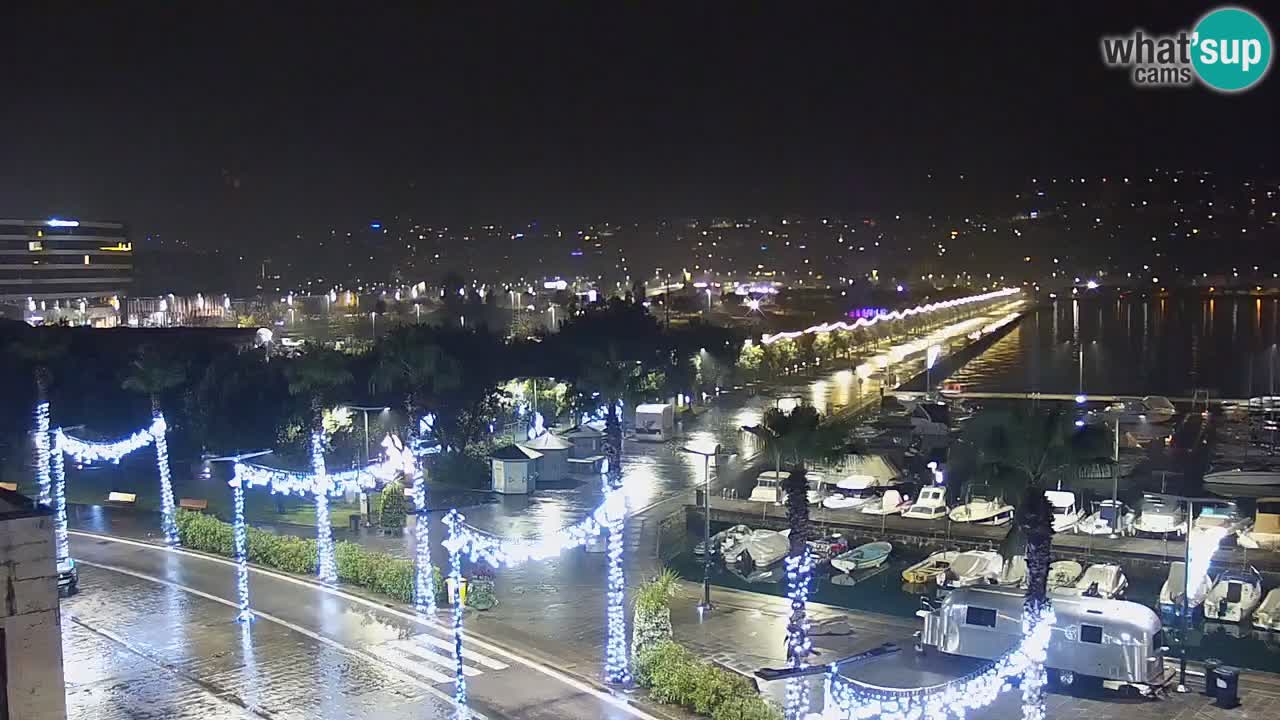 Webcam Koper – Panorama des Jachthafens und der Promenade vom Hotel Grand Koper