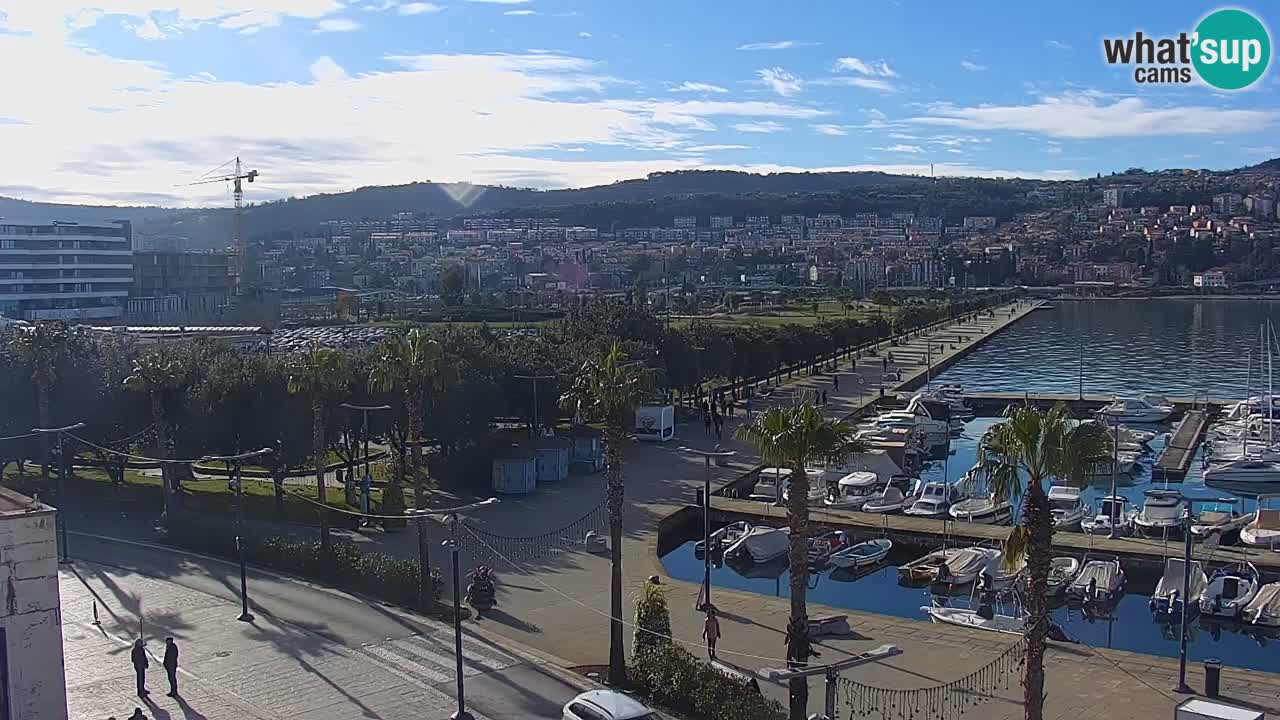 Webcam Koper – Panorama of the marina and promenade from the Grand Hotel Koper