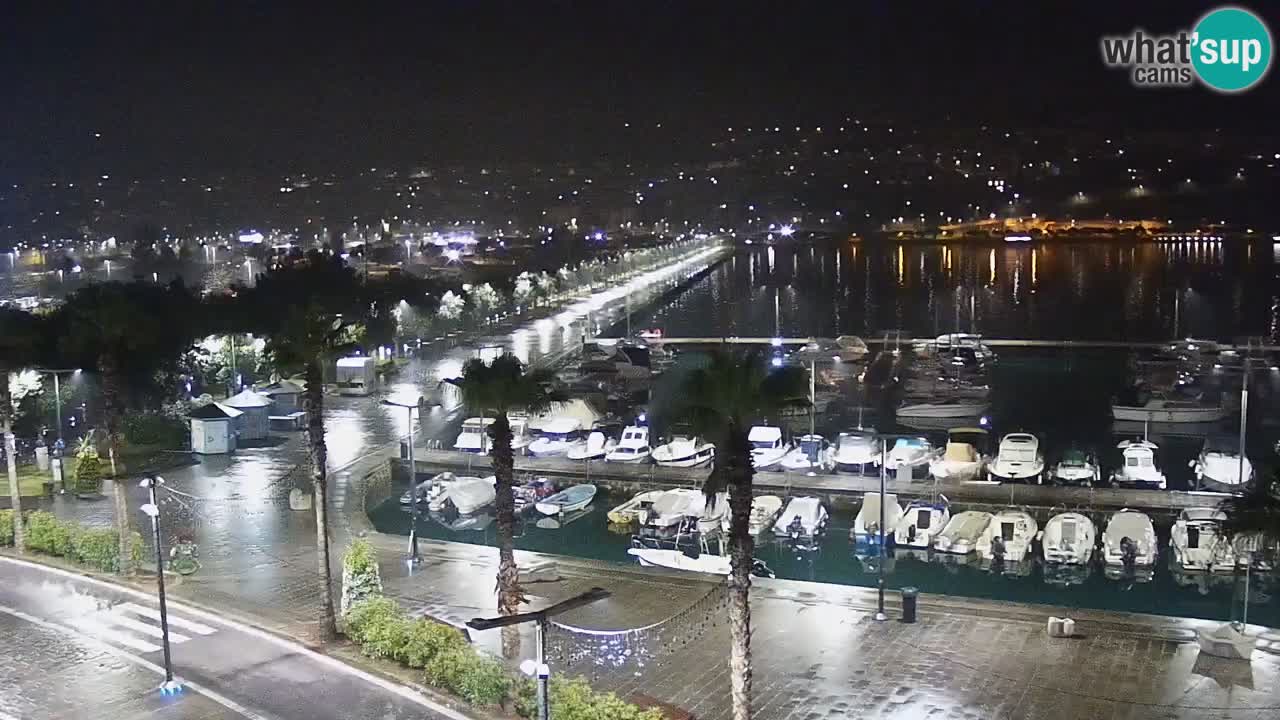 Webcam Koper – Panorama des Jachthafens und der Promenade vom Hotel Grand Koper