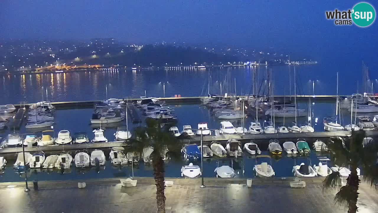 Webcam Koper – Panorama of the marina and promenade from the Grand Hotel Koper