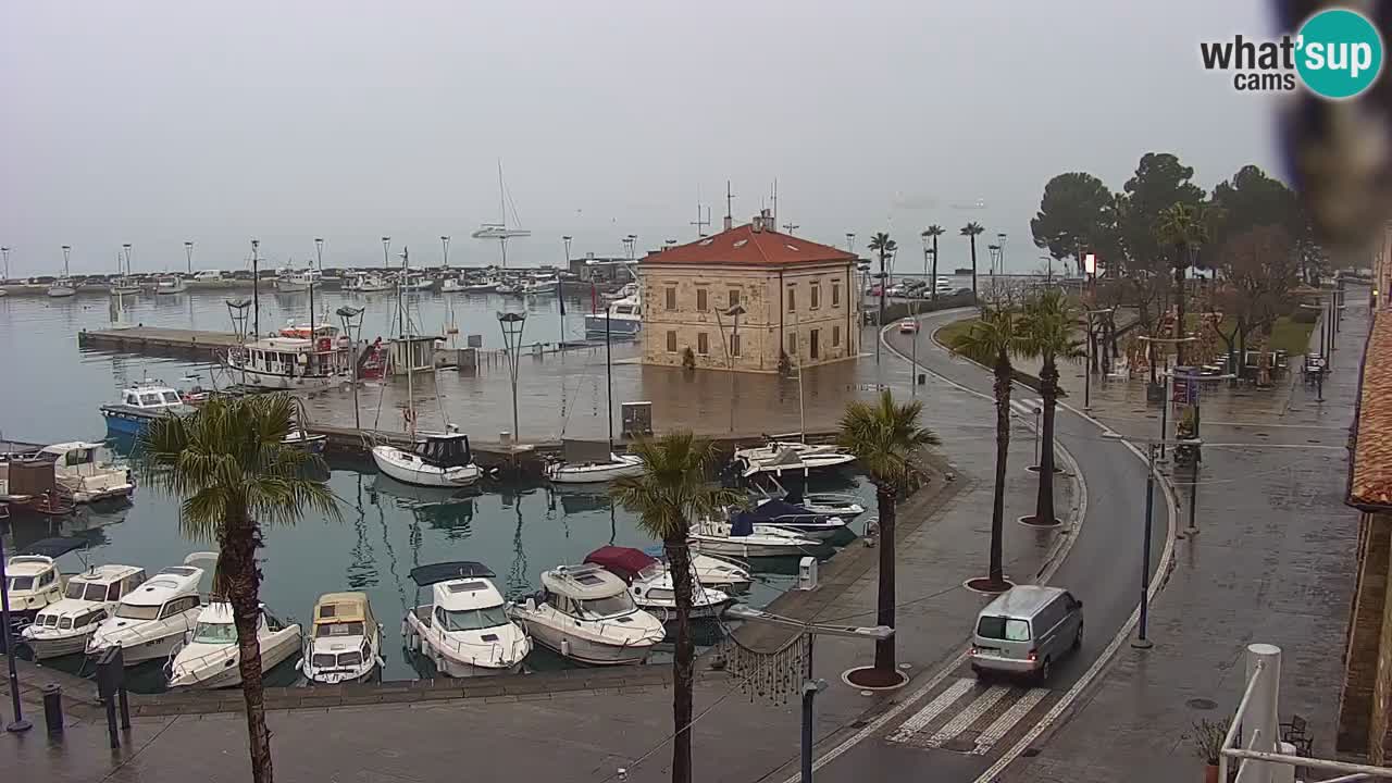 Webcam Koper – Panorama of the marina and promenade from the Grand Hotel Koper