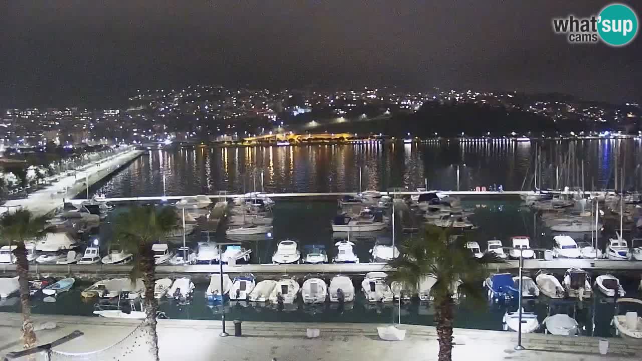 Webcam Koper – Panorama des Jachthafens und der Promenade vom Hotel Grand Koper