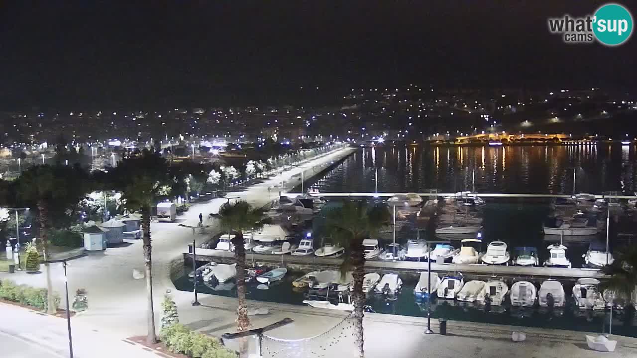 Webcam Koper – Panorama des Jachthafens und der Promenade vom Hotel Grand Koper