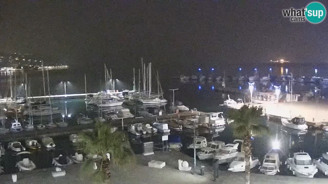 Webcam Koper – Panorama des Jachthafens und der Promenade vom Hotel Grand Koper