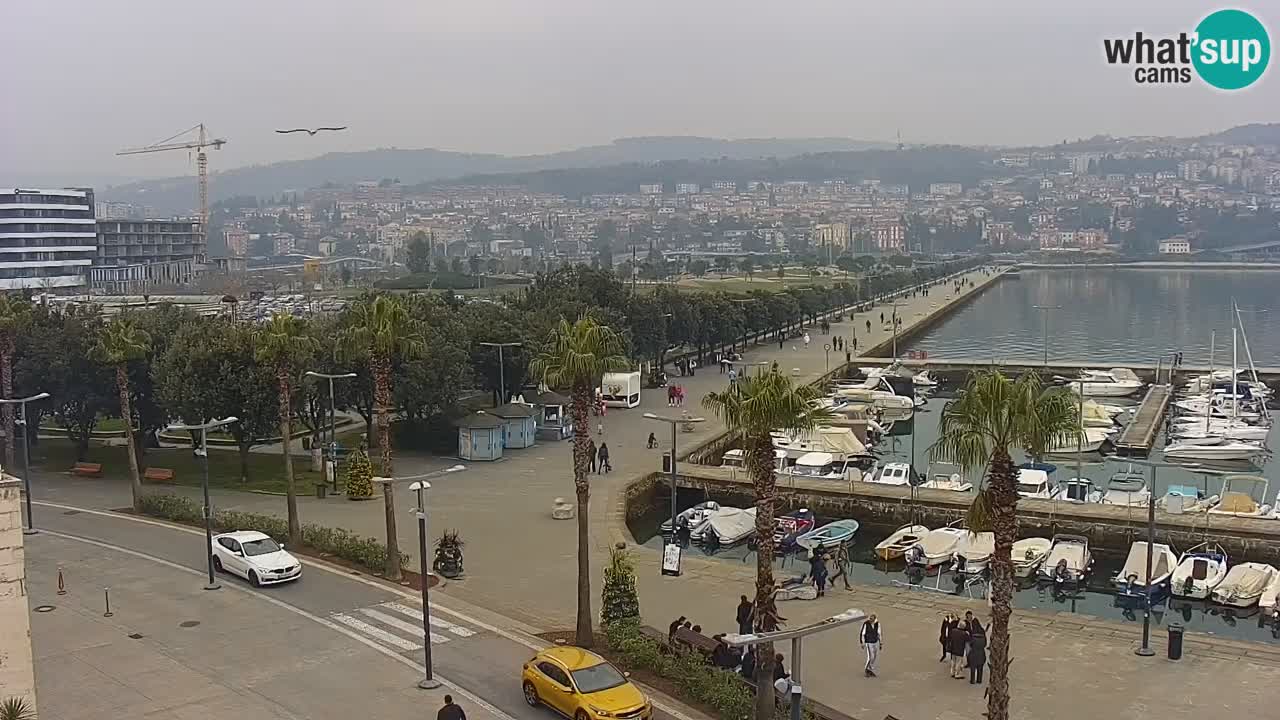 Webcam Koper – Panorama of the marina and promenade from the Grand Hotel Koper