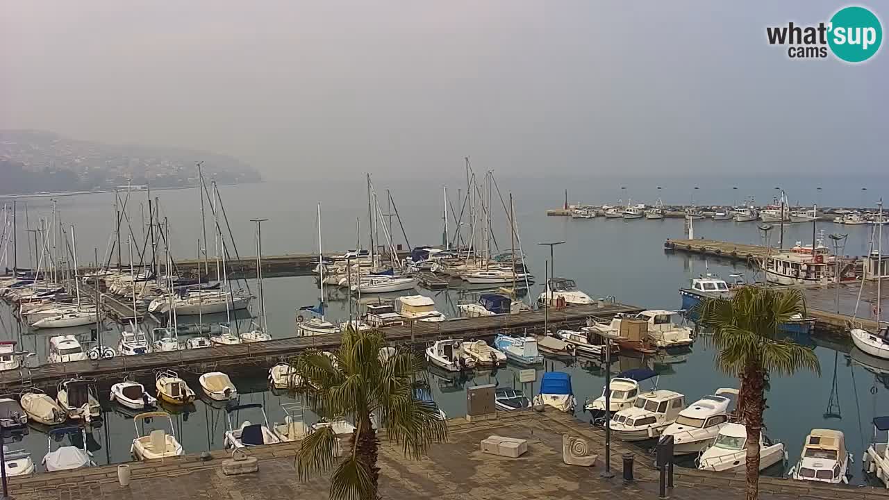 Webcam Koper – Panorama des Jachthafens und der Promenade vom Hotel Grand Koper