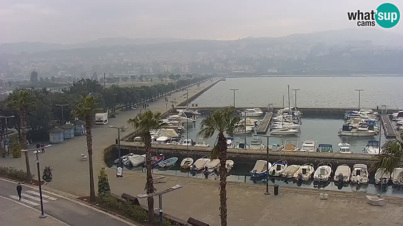 Webcam Koper – Panorama des Jachthafens und der Promenade vom Hotel Grand Koper