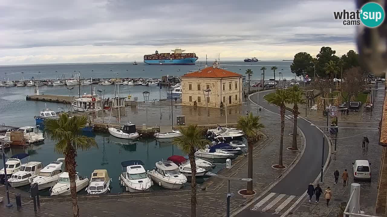 Webcam Koper – Panorama of the marina and promenade from the Grand Hotel Koper