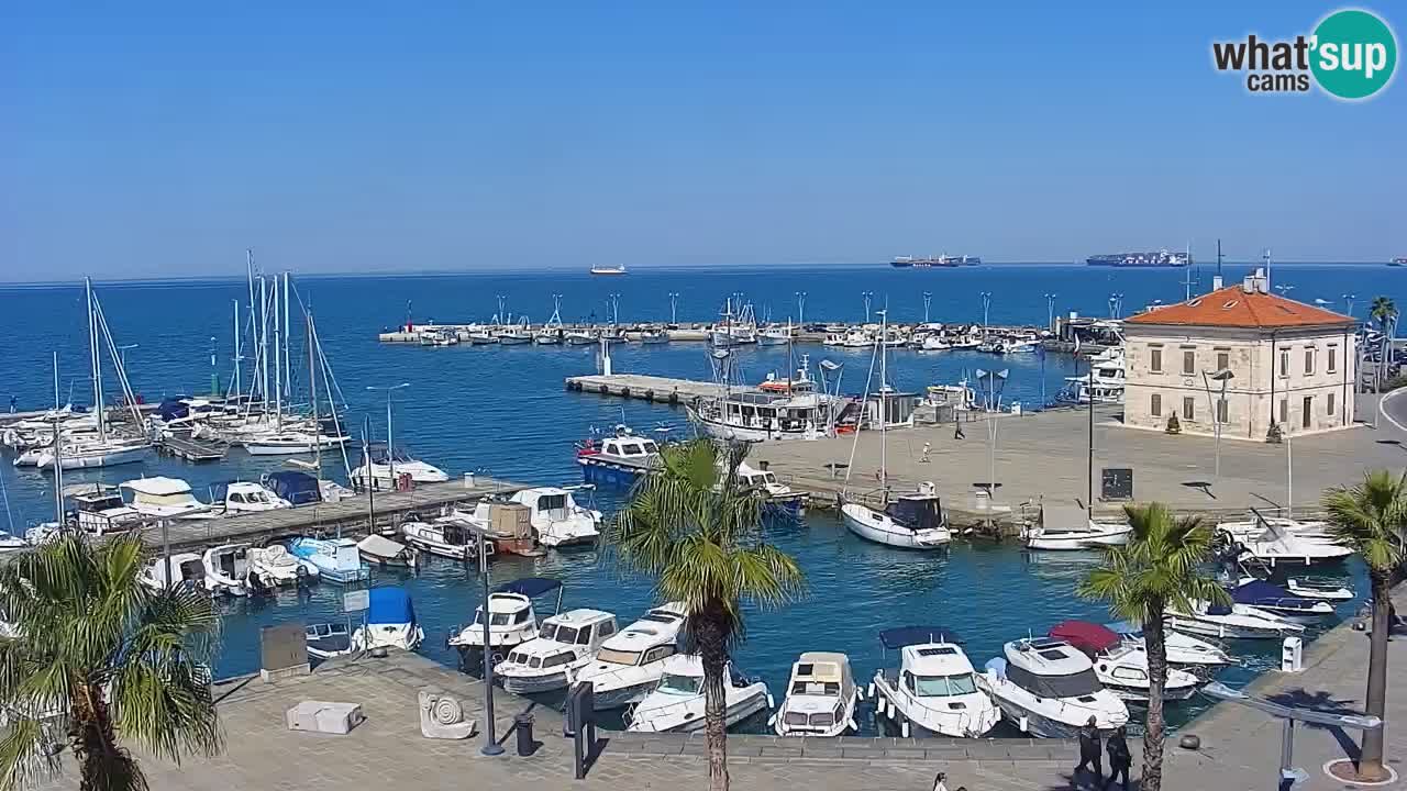 Webcam Koper – Panorama des Jachthafens und der Promenade vom Hotel Grand Koper