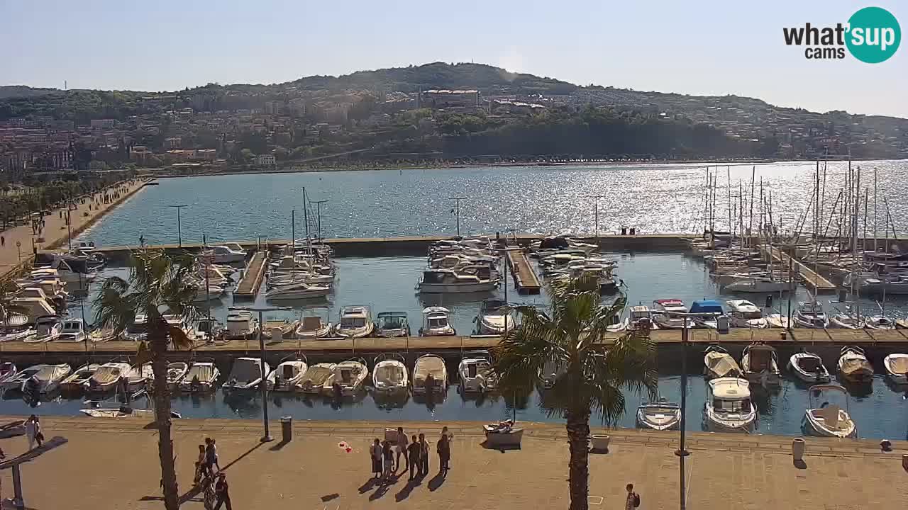Webcam Koper – Panorama of the marina and promenade from the Grand Hotel Koper