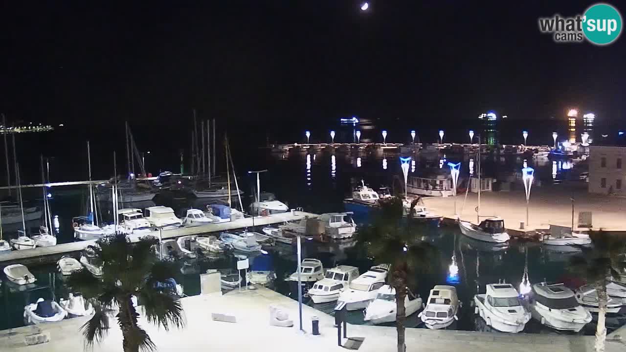 Webcam Koper – Panorama des Jachthafens und der Promenade vom Hotel Grand Koper