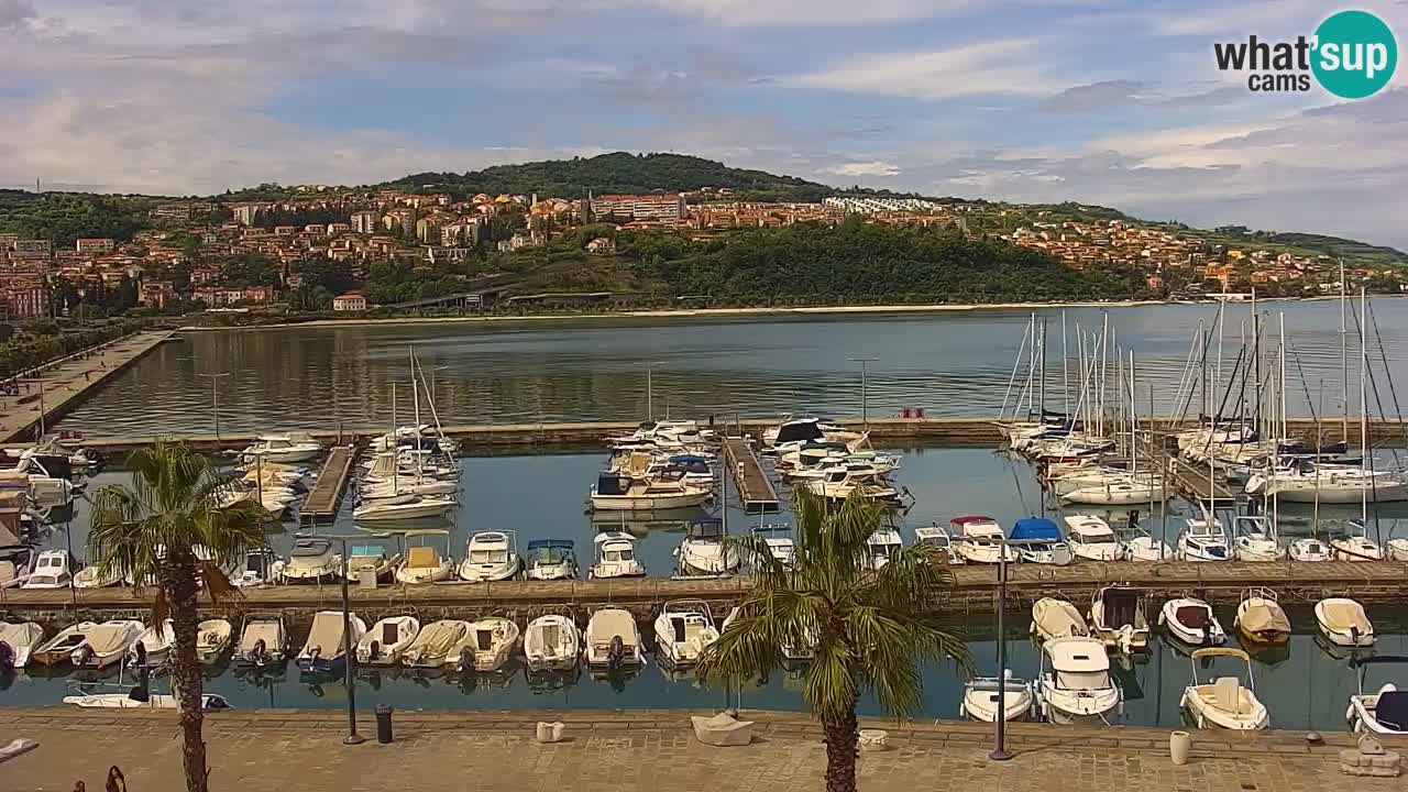 Webcam Koper – Panorama des Jachthafens und der Promenade vom Hotel Grand Koper