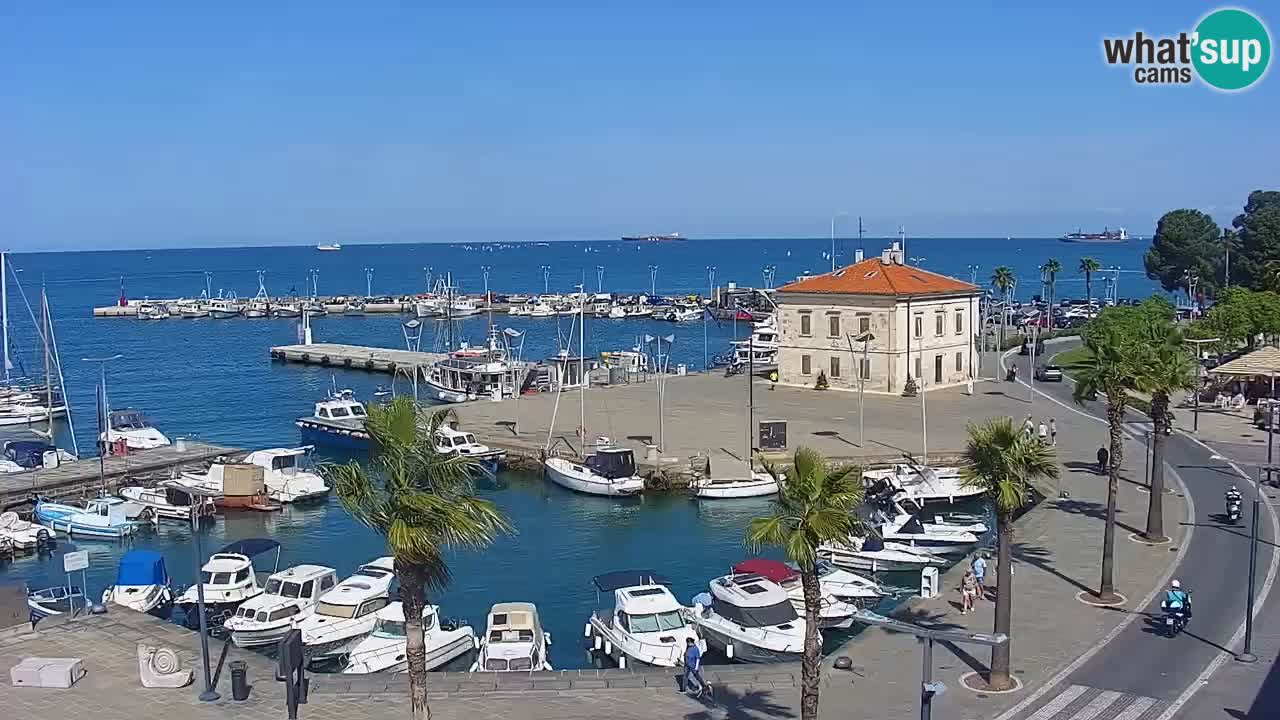 Webcam Koper – Panorama of the marina and promenade from the Grand Hotel Koper