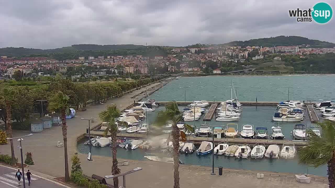 Webcam Koper – Panorama of the marina and promenade from the Grand Hotel Koper