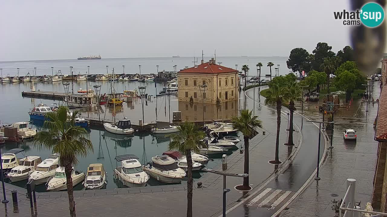 Webcam Koper – Panorama of the marina and promenade from the Grand Hotel Koper