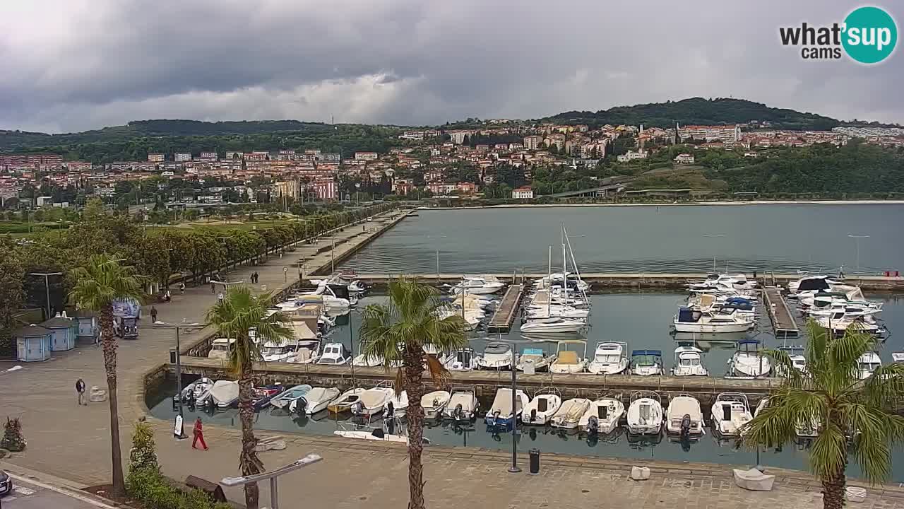Webcam Koper – Panorama of the marina and promenade from the Grand Hotel Koper