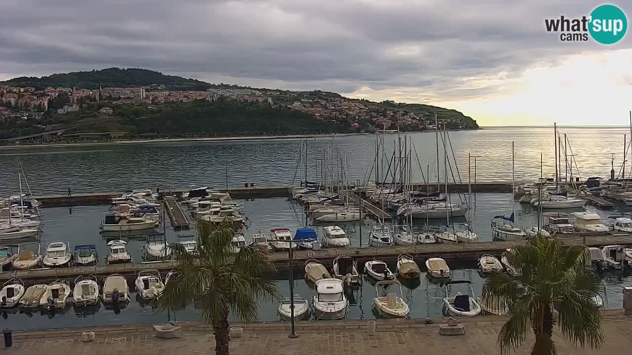 Webcam Koper – Panorama of the marina and promenade from the Grand Hotel Koper