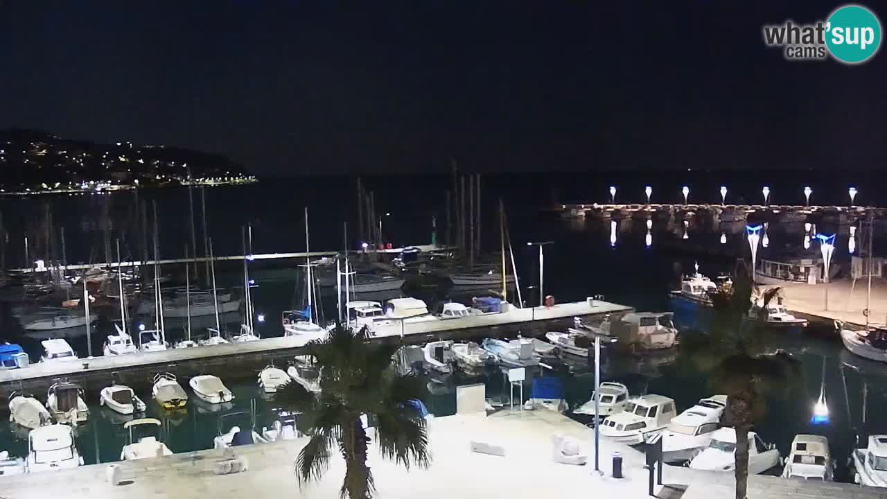Webcam Koper – Panorama des Jachthafens und der Promenade vom Hotel Grand Koper