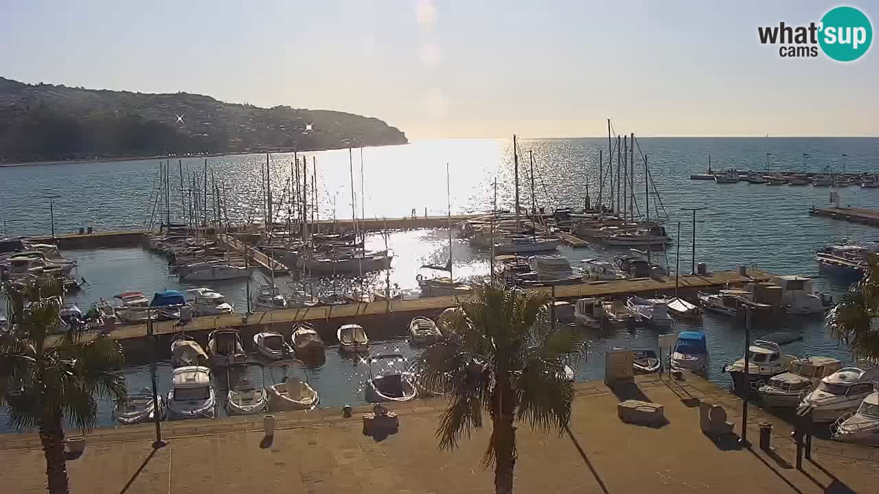 Webcam Koper – Panorama des Jachthafens und der Promenade vom Hotel Grand Koper