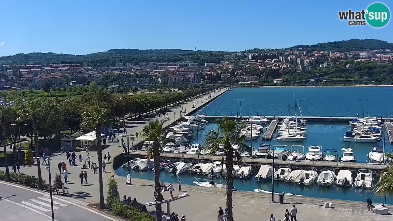 Webcam Koper – Panorama de la marina et de la promenade depuis le Grand Hotel Koper