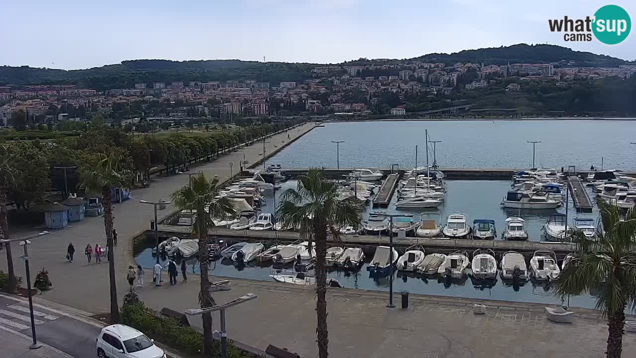 Webcam Koper – Panorama of the marina and promenade from the Grand Hotel Koper