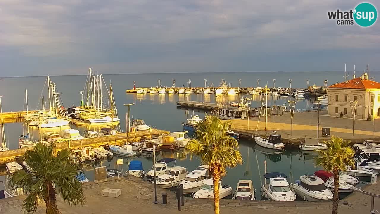 Webcam Koper – Panorama of the marina and promenade from the Grand Hotel Koper