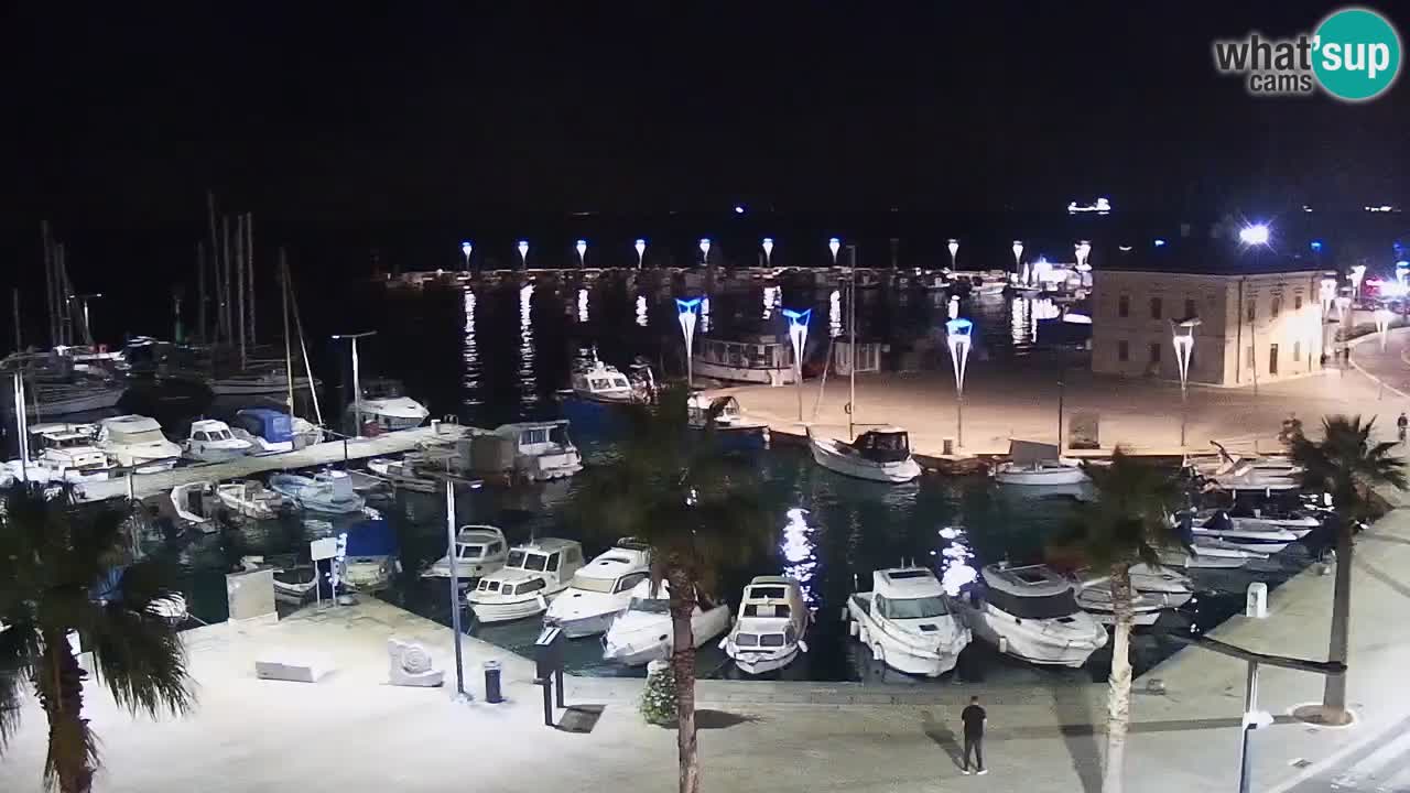 Webcam Koper – Panorama des Jachthafens und der Promenade vom Hotel Grand Koper