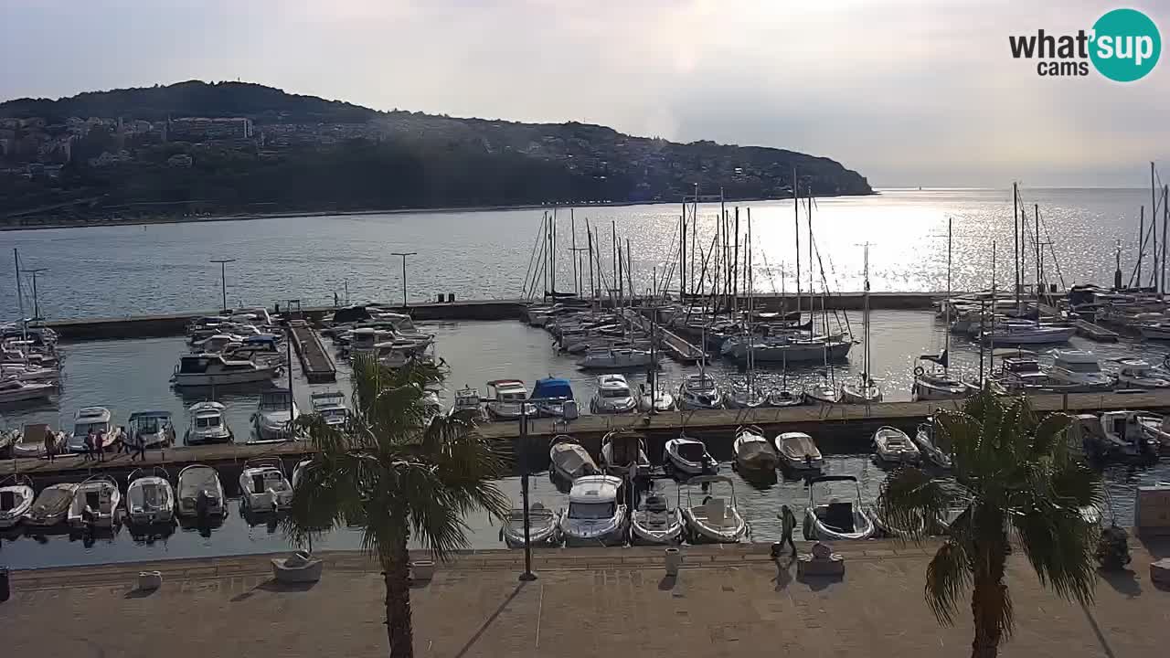 Webcam Koper – Panorama of the marina and promenade from the Grand Hotel Koper