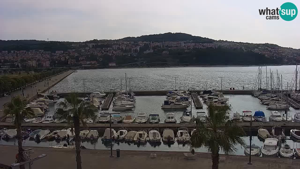 Webcam Koper – Panorama of the marina and promenade from the Grand Hotel Koper