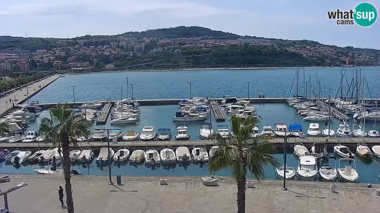 Webcam Koper – Panorama of the marina and promenade from the Grand Hotel Koper