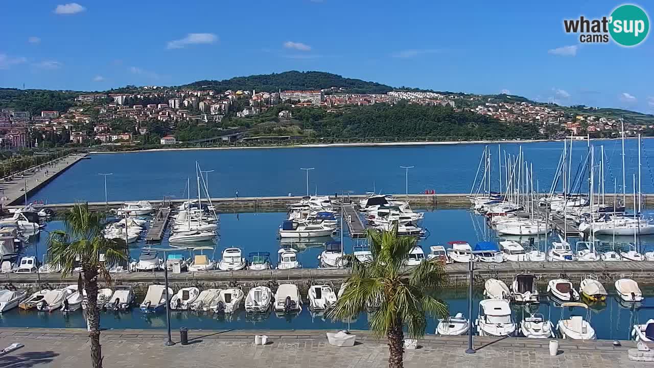 Webcam Koper – Panorama of the marina and promenade from the Grand Hotel Koper