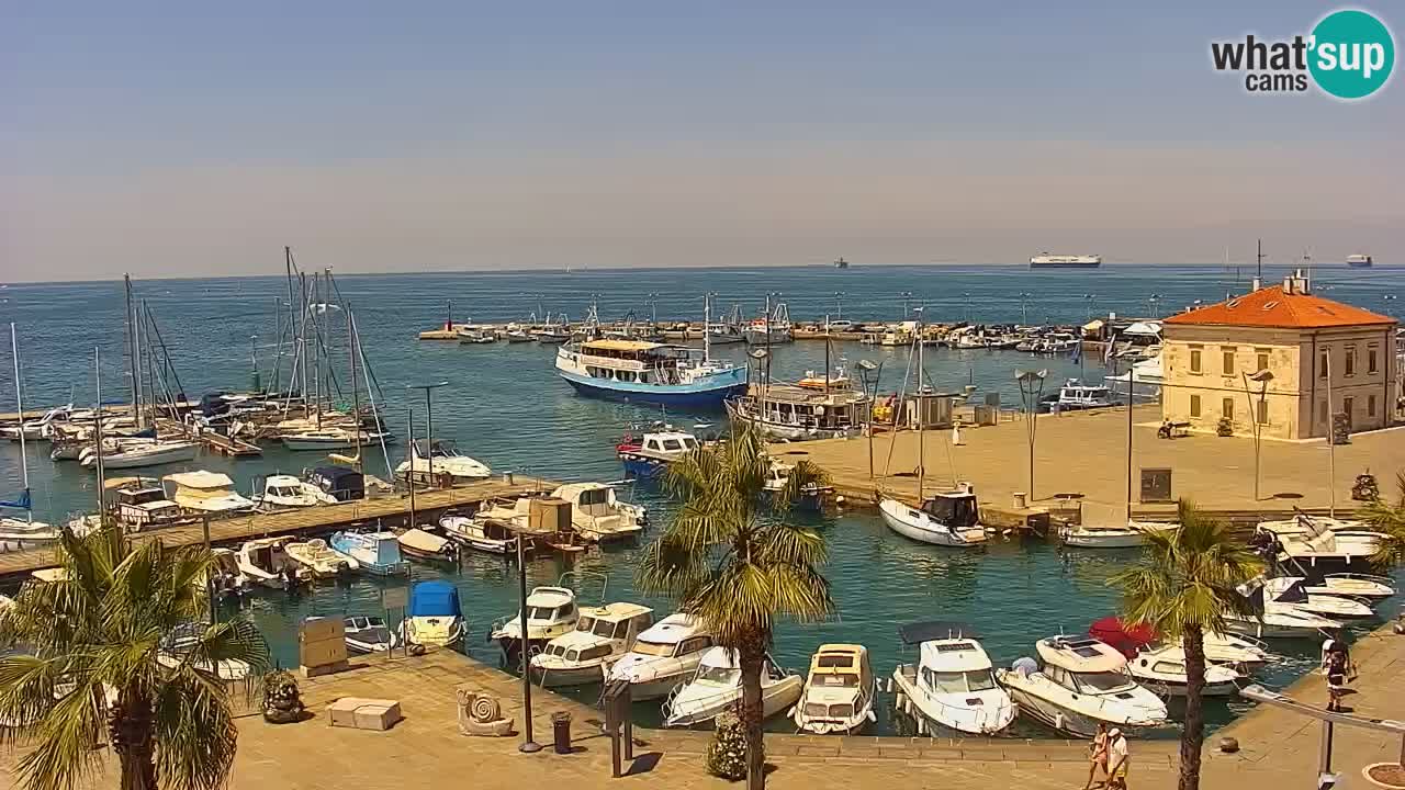 Webcam Koper – Panorama of the marina and promenade from the Grand Hotel Koper