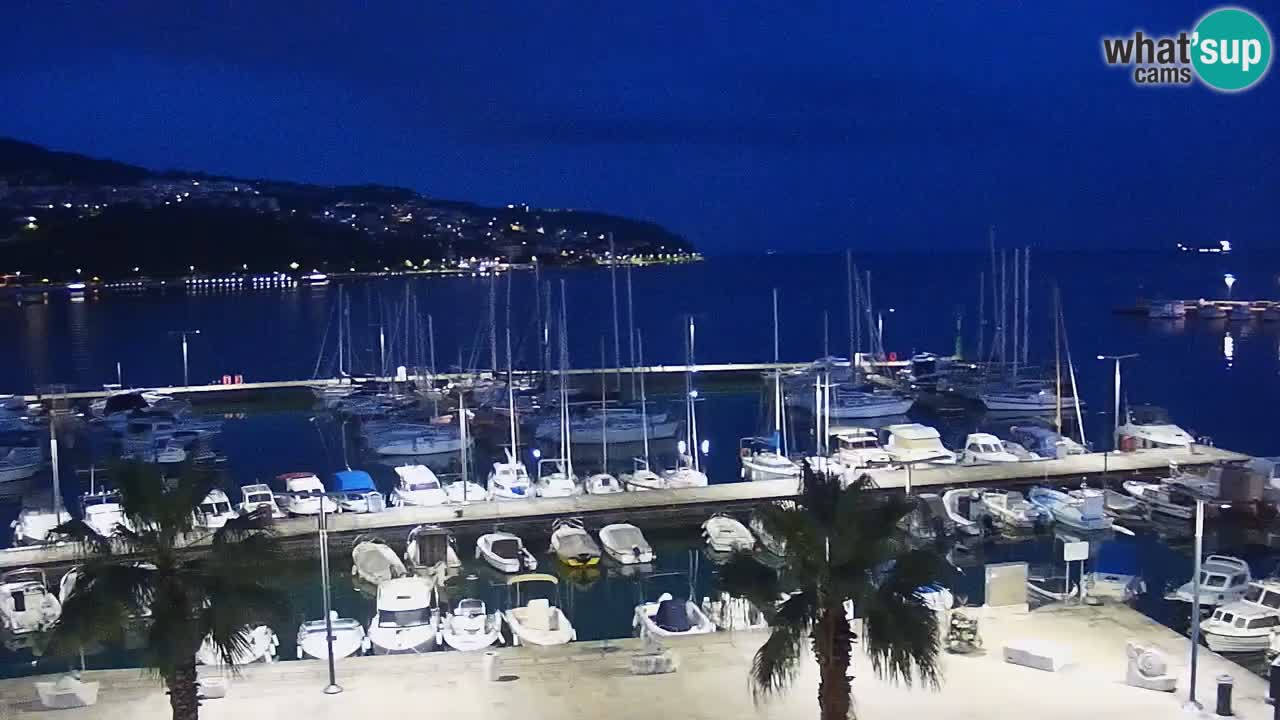 Webcam Koper – Panorama des Jachthafens und der Promenade vom Hotel Grand Koper