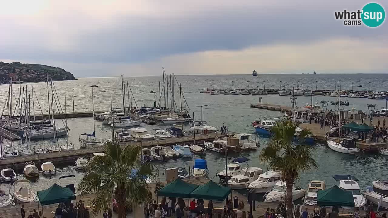 Webcam Koper – Panorama de la marina et de la promenade depuis le Grand Hotel Koper