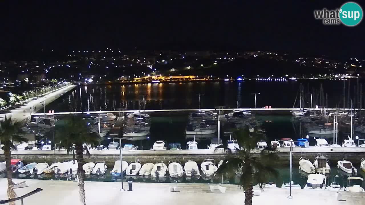 Webcam Koper – Panorama des Jachthafens und der Promenade vom Hotel Grand Koper