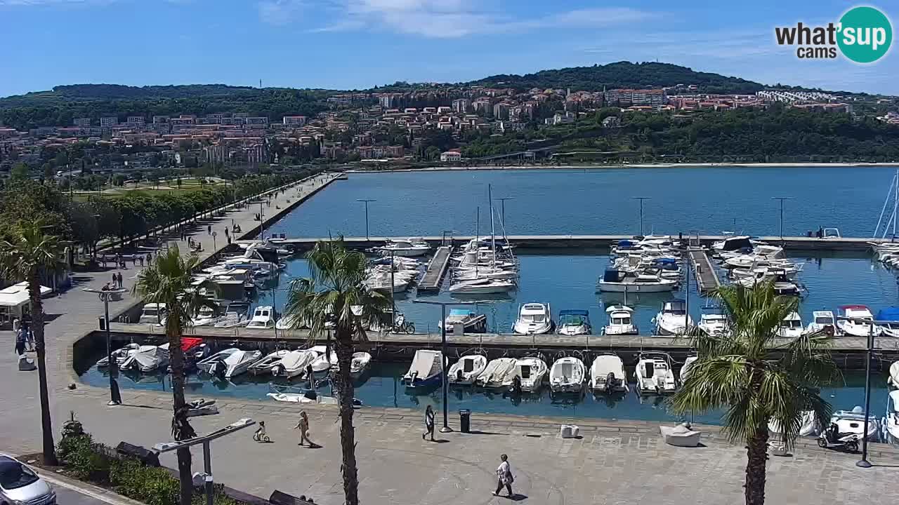 Webcam Koper – Panorama of the marina and promenade from the Grand Hotel Koper
