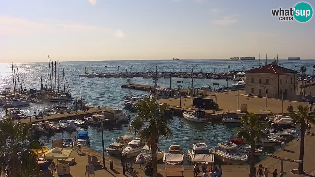 Webcam Koper – Panorama of the marina and promenade from the Grand Hotel Koper