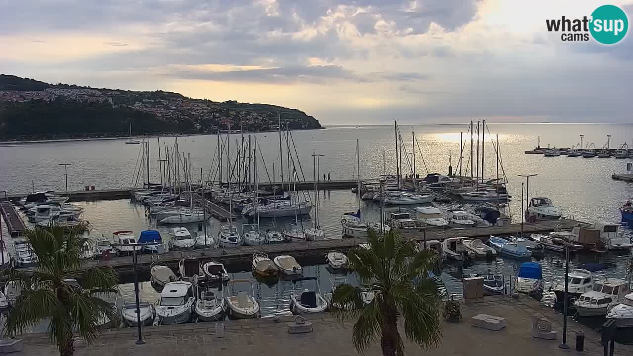 Webcam Koper – Panorama des Jachthafens und der Promenade vom Hotel Grand Koper