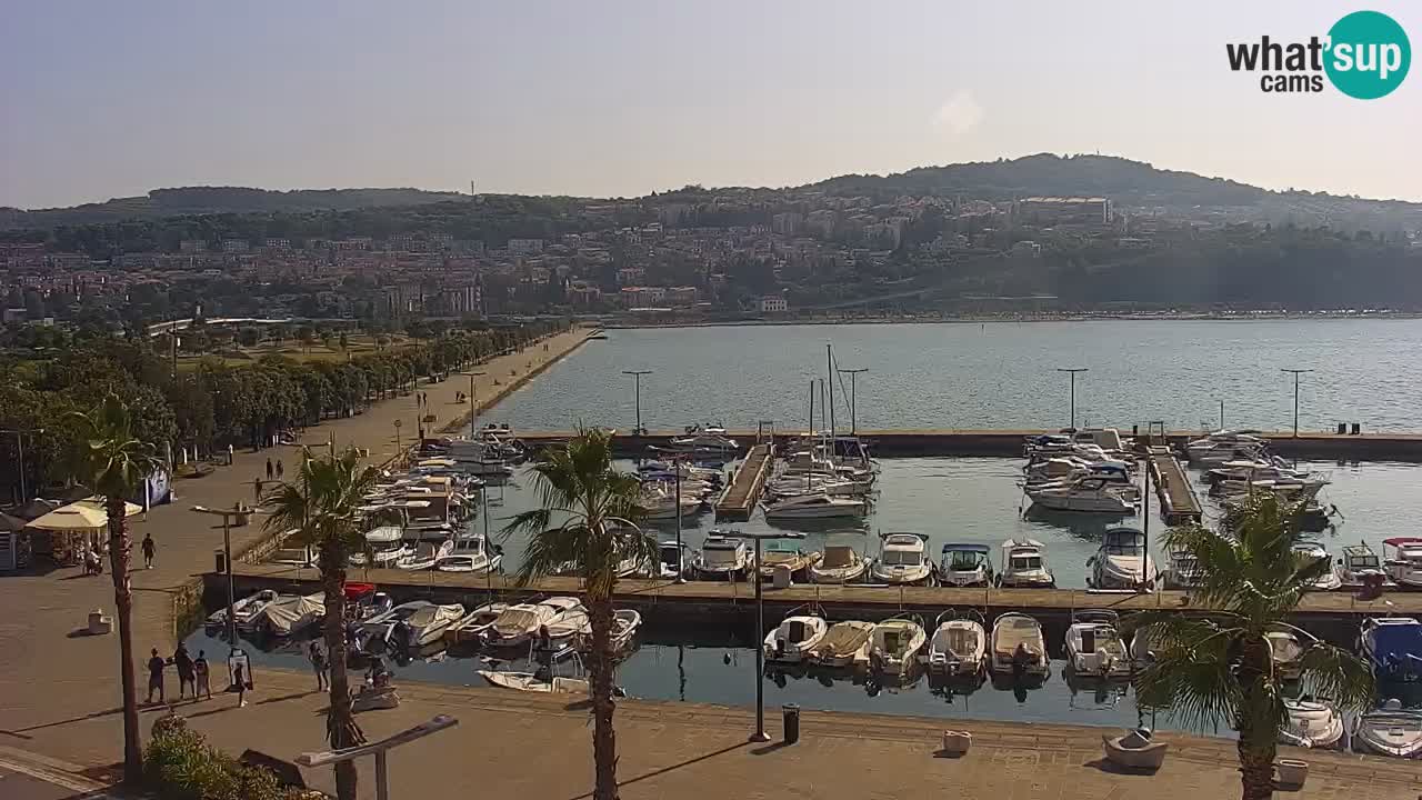 Webcam Koper – Panorama of the marina and promenade from the Grand Hotel Koper