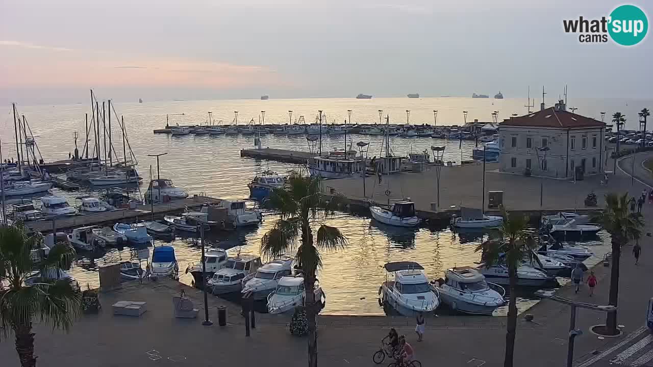 Webcam Koper – Panorama of the marina and promenade from the Grand Hotel Koper
