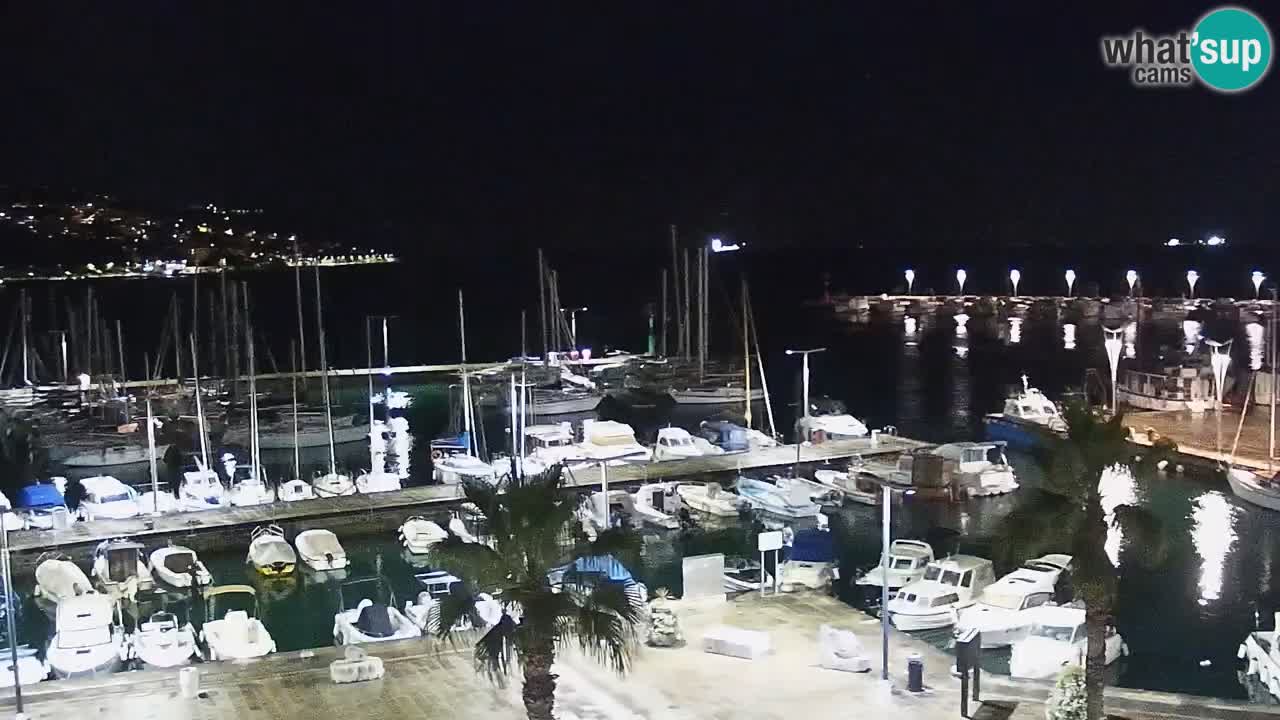 Webcam Koper – Panorama des Jachthafens und der Promenade vom Hotel Grand Koper